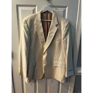 Vintage English Sports Shop Bermuda Textured 100% Silk Suit Jacket Blazer 46R NW